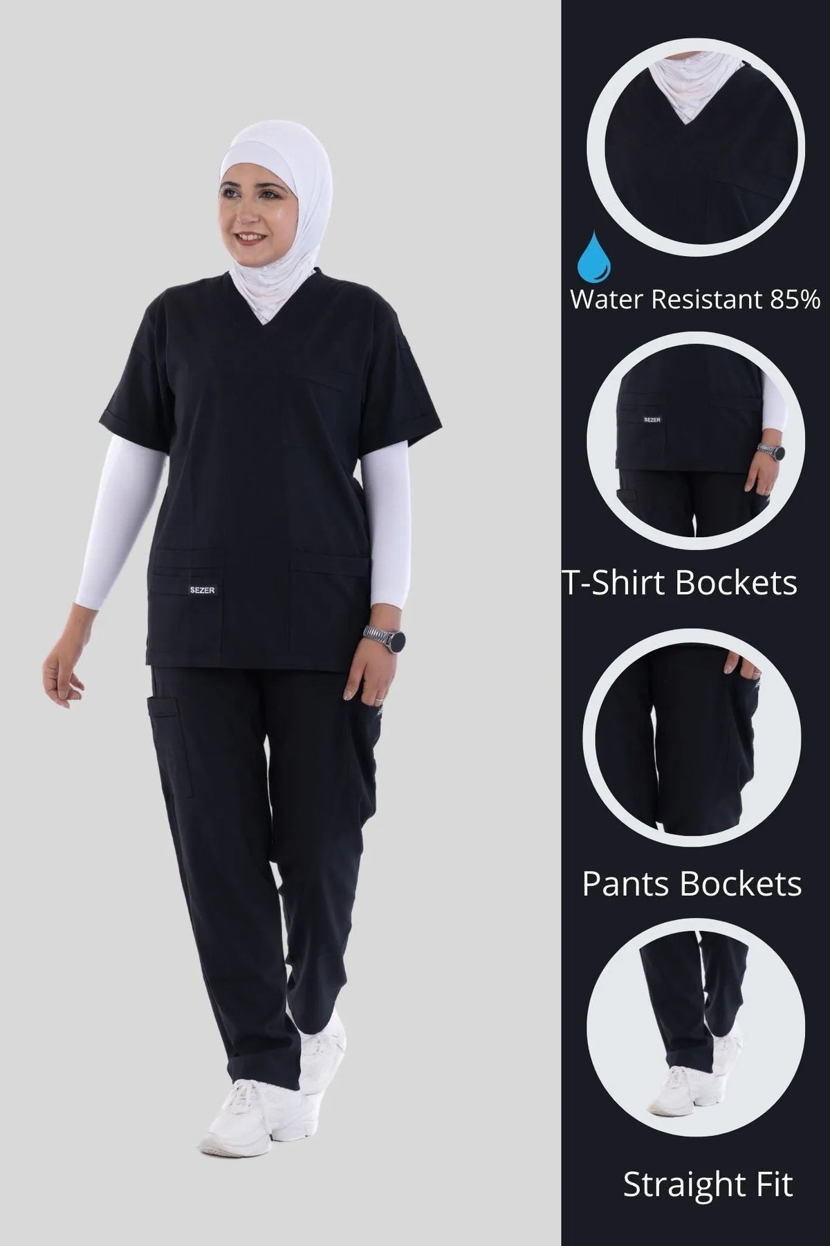 سكراب سيزر نص كم كتان أسود